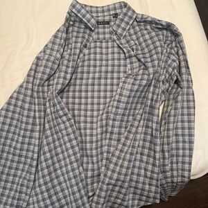 Theory dress shirt checkered grey blue